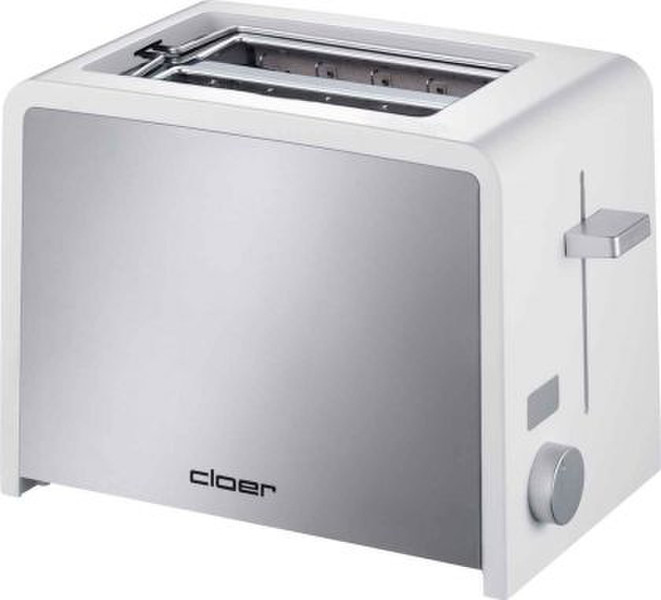 Cloer Toaster 3211 2ломтик(а) Cеребряный, Белый тостер