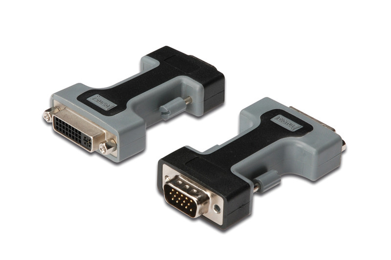 Digitus DVI-I VGA Adapter DVI-I D-SUB 15-pin M Черный, Серый кабельный разъем/переходник