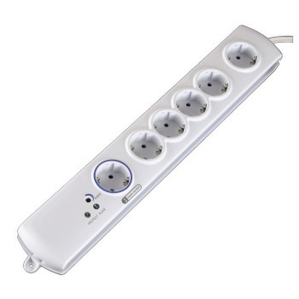 Hama 6-Outlet Distribution Panel 6розетка(и) 230В 1.4м Белый сетевой фильтр