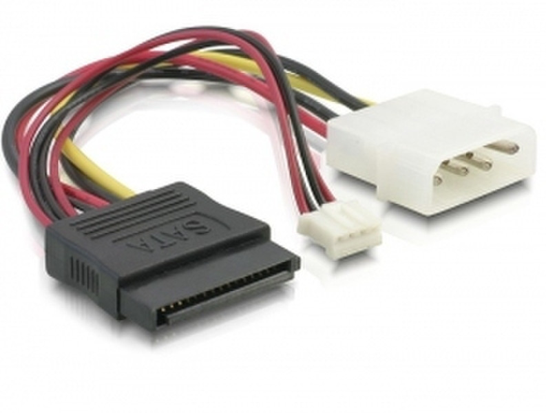 DeLOCK SATA 15pin Power / 4pin Molex + 4pin Power 0.12м Разноцветный кабель питания