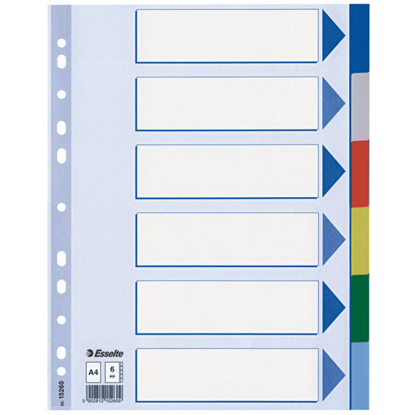 Esselte Multi-coloured Plastic Dividers Mehrfarben 20Stück(e) Trennblatt