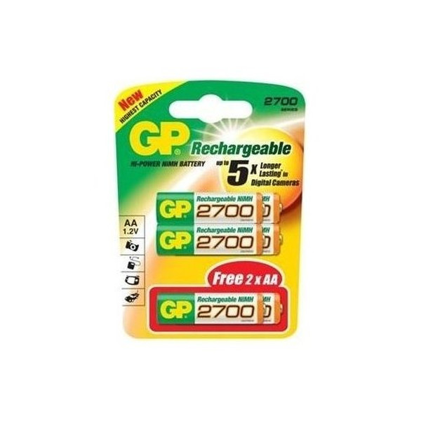 GP Batteries NiMH rechargeable batteries AA 2700 mAh Accu 4-pack action Nickel-Metal Hydride (NiMH) 2700mAh 1.2V rechargeable battery