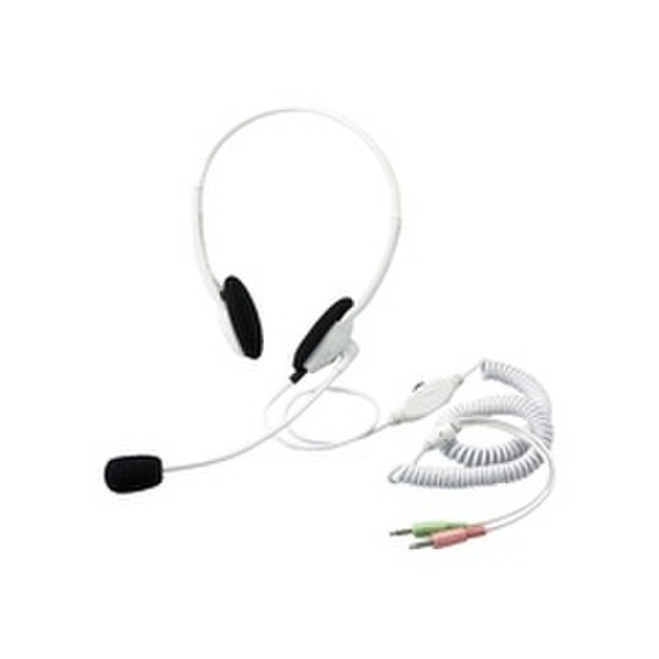 Elecom Stereo Headset, Curl Cord Binaural Wired White mobile headset