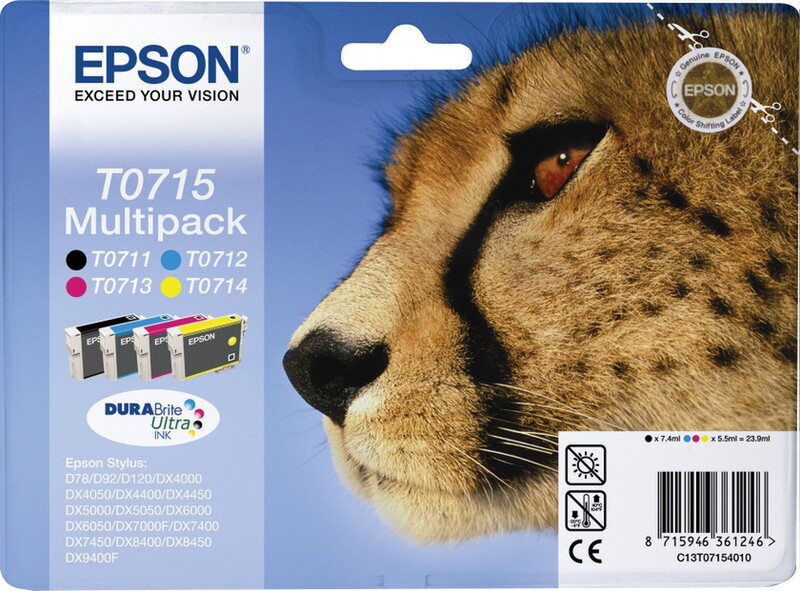 Epson T0715 Черный, Бирюзовый, Маджента, Желтый струйный картридж