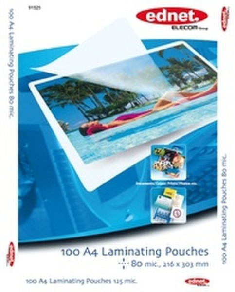 Ednet 100 A4 Laminating Pouches 80 Mic 100шт ламинирующий карман