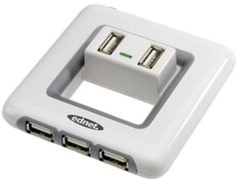 Ednet USB Hub 2.0 7 Port, Design 480Мбит/с Белый хаб-разветвитель