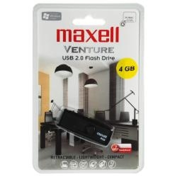 Maxell Venture 4ГБ USB 2.0 Тип -A Черный USB флеш накопитель