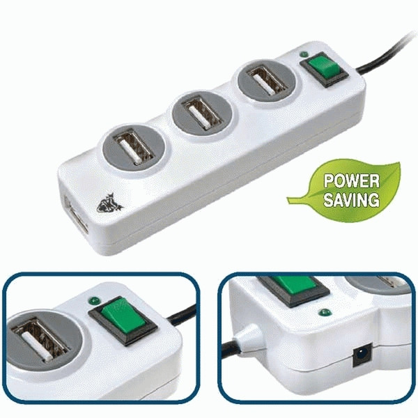 Vivanco Green 4-Port USB Hub 480Мбит/с Белый хаб-разветвитель