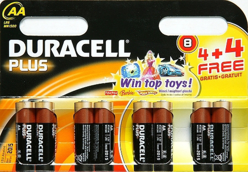 Duracell Plus AA 4 + 4 Pack батарейки