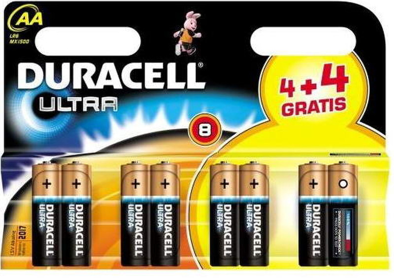 Duracell Ultra Batteries AA 4 + 4 Extra Free Щелочной 1.5В батарейки