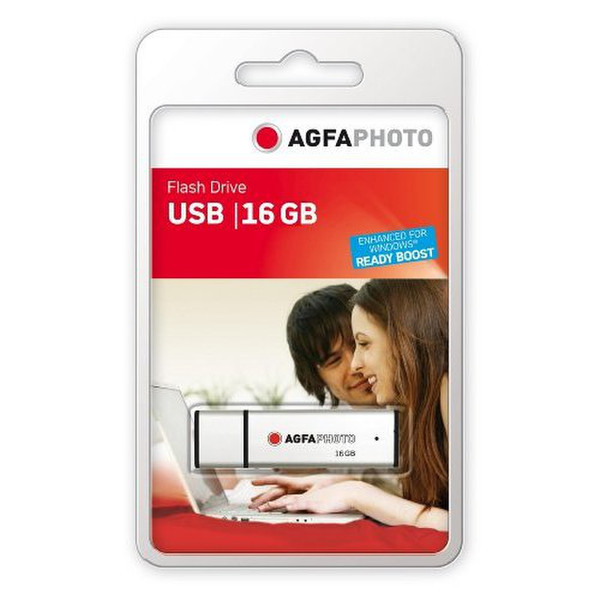 AgfaPhoto USB Flash Drive 2.0, 16GB 16ГБ USB 2.0 Тип -A Cеребряный USB флеш накопитель