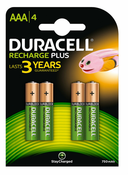 Duracell AAA (4pcs) Nickel-Metal Hydride (NiMH) 750mAh 1.2V rechargeable battery