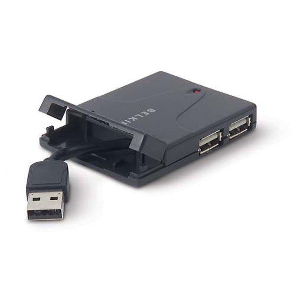 Belkin Hi-Speed UB 2.0 4-Port Mini-hub 480Мбит/с Черный хаб-разветвитель