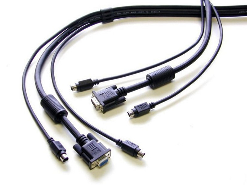 Newstar KVM Switch cable, PS/2 10m Schwarz Tastatur/Video/Maus (KVM)-Kabel