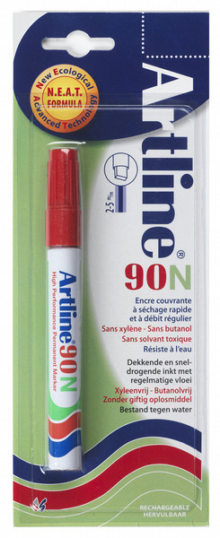 Artline 90 Red Скошенный наконечник Красный перманентная маркер