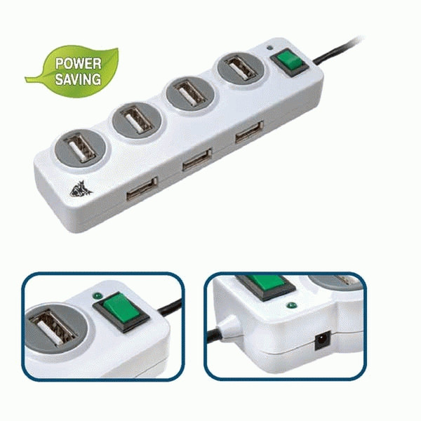 Vivanco Green 7-Port USB Hub 480Мбит/с Белый хаб-разветвитель