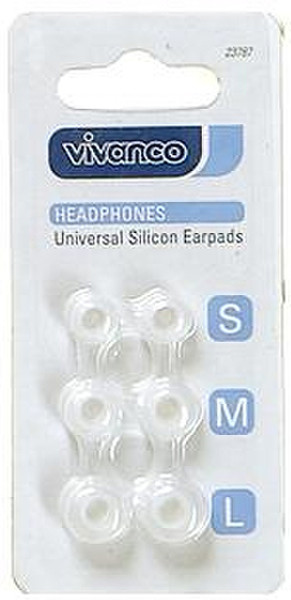 Vivanco Universal ear pads Силиконовый Белый 6шт подушечки для наушников