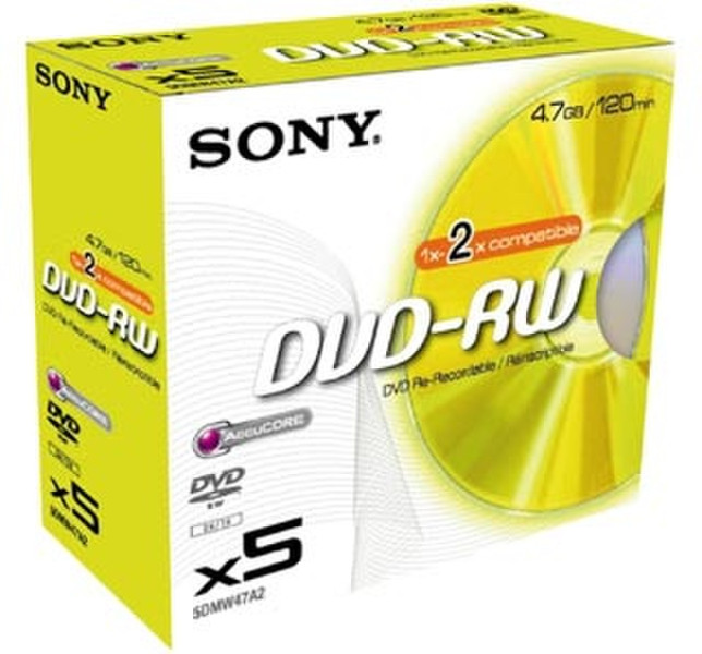 Sony DVD-RW Jewel Case 4.7GB 5pc(s)