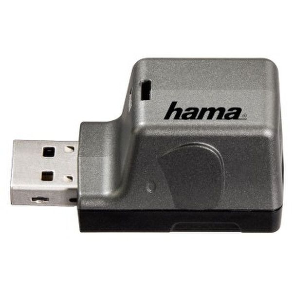 Hama USB 2.0 Hub 1:2 + microSD Card Reader 480Mbit/s Silver interface hub