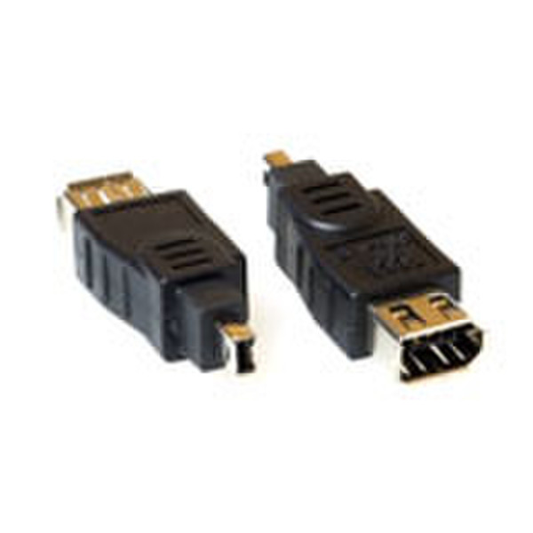 Intronics IEEE1394 4-pin M - 6-pin F 4-pin M 6-pin F Черный кабельный разъем/переходник