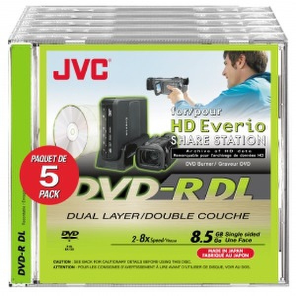 JVC VD-RDL 85 EV 5 8.5ГБ DVD-R DL 5шт чистый DVD