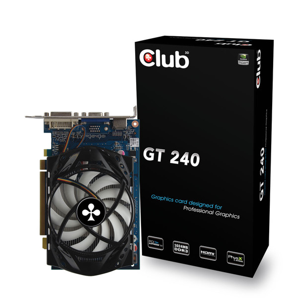 CLUB3D CGNX-G2424I GeForce GT 240 1GB GDDR3 graphics card