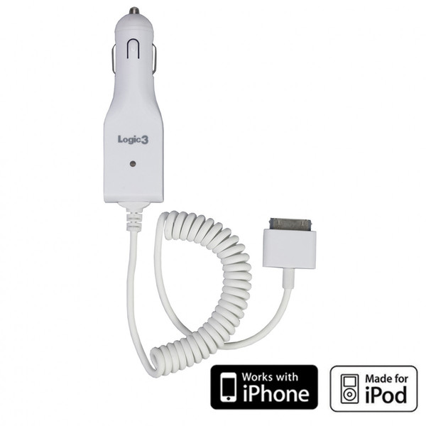 Logic3 Car Charger / iPhone & iPod Авто Белый зарядное для мобильных устройств