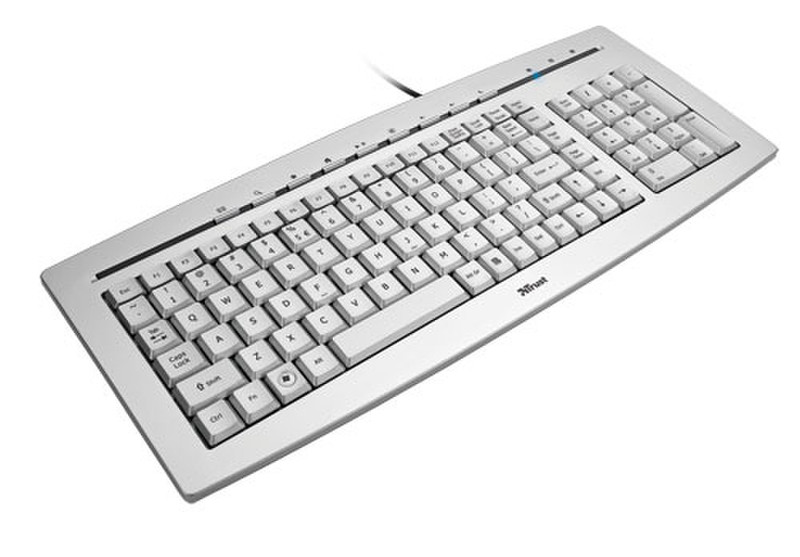 Trust Slimline Keyboard ES USB QWERTY Белый клавиатура