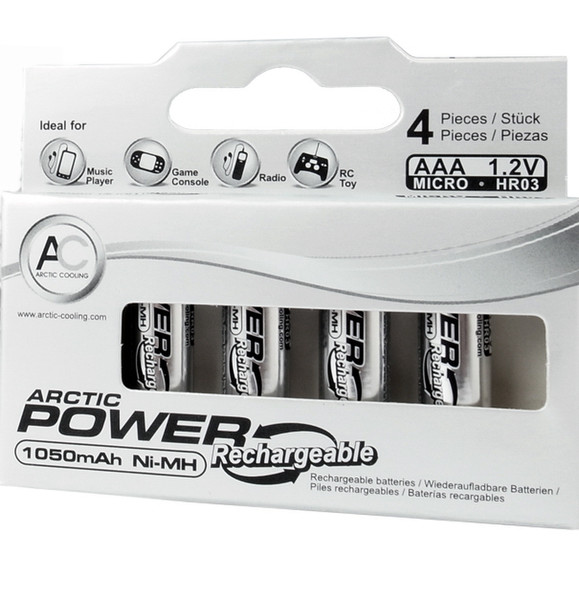 ARCTIC AAA Nickel-Metal Hydride (NiMH) 1050mAh 1.2V rechargeable battery