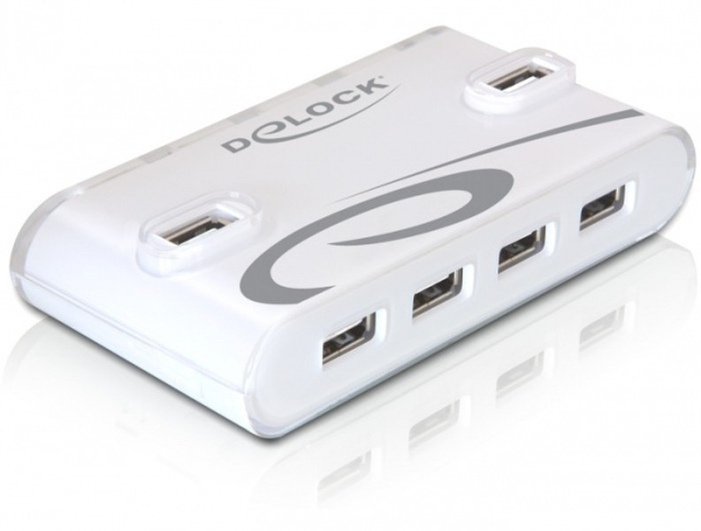DeLOCK 10-Pot USB 2.0 Hub 480Мбит/с Белый хаб-разветвитель