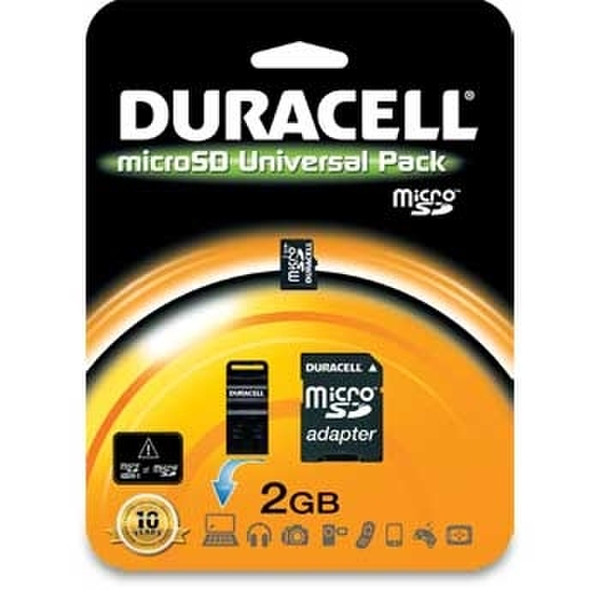 Duracell Micro SD 2GB + 3 adapters 2ГБ MicroSD карта памяти