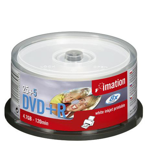 Imation DVD+R 8x 4.7GB-120min White Inkjet Printable - 25+5pk spindle 4.7GB 30Stück(e)