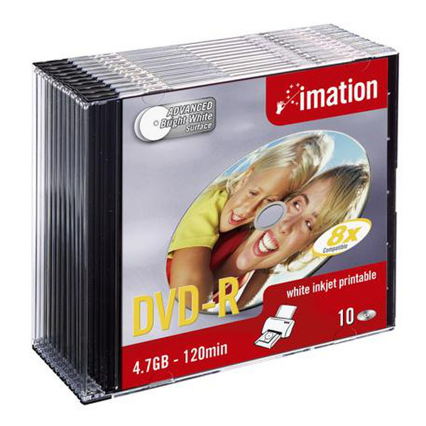 Imation DVD-R 8x 4.7GB-120min White Inkjet Printable - 10pk slimline 4.7GB 10pc(s)