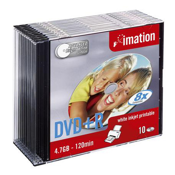 Imation DVD+R 8x 4.7GB-120min White Inkjet Printable - 10pk slimline 4.7GB 10pc(s)