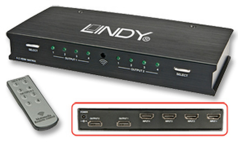 Lindy 4x2 HDMI Switch Duo video mixer