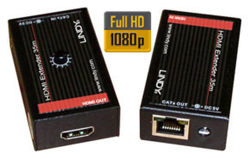 Lindy HDMI CAT5e/6 Extender 35m HDMI/RJ45 HDMI/RJ45 Black cable interface/gender adapter