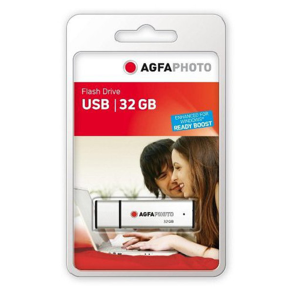 AgfaPhoto USB Flash Drive 2.0, 32GB 32ГБ USB 2.0 Тип -A Cеребряный USB флеш накопитель