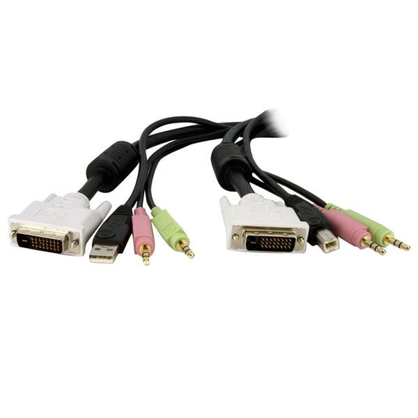 StarTech.com 6ft 4-in-1 USB Dual Link DVI-D KVM Switch Cable w/ Audio & Microphone KVM cable