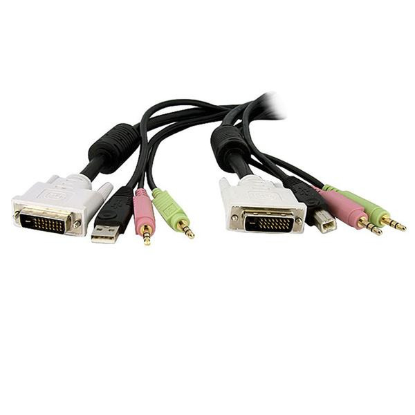 StarTech.com 10ft 4-in-1 USB Dual Link DVI-D KVM Switch Cable w/ Audio & Microphone KVM cable