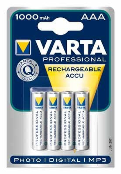 Varta Professional Accu 1000 mAh - 4 pack Nickel-Metallhydrid (NiMH) 1000mAh 1.2V Wiederaufladbare Batterie