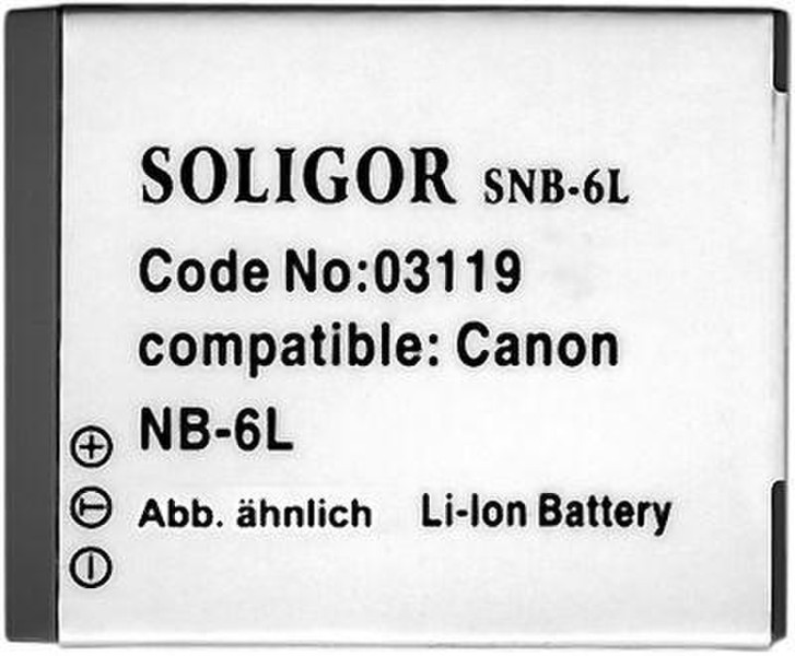 Soligor Batt.Substitute f/Canon NB 6L Литий-ионная (Li-Ion) 1100мА·ч 3.7В аккумуляторная батарея