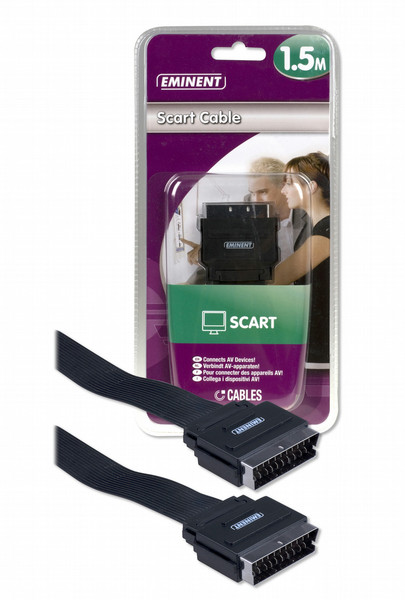 Eminent Scart Cable 1.5m 1.5м SCART (21-pin) SCART (21-pin) Черный SCART кабель
