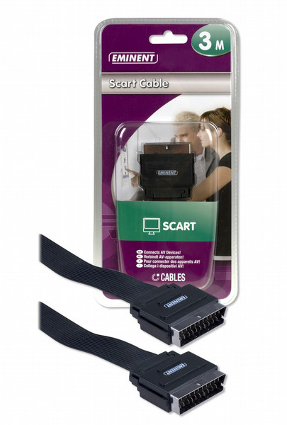 Eminent Scart Cable 3m 3м SCART (21-pin) SCART (21-pin) Черный SCART кабель