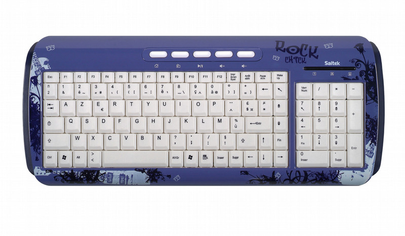 Saitek Expression Keyboard Беспроводной RF QWERTY Синий клавиатура
