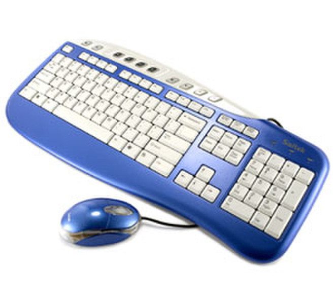 Saitek USB Keyboard & Mouse USB QWERTY Синий клавиатура