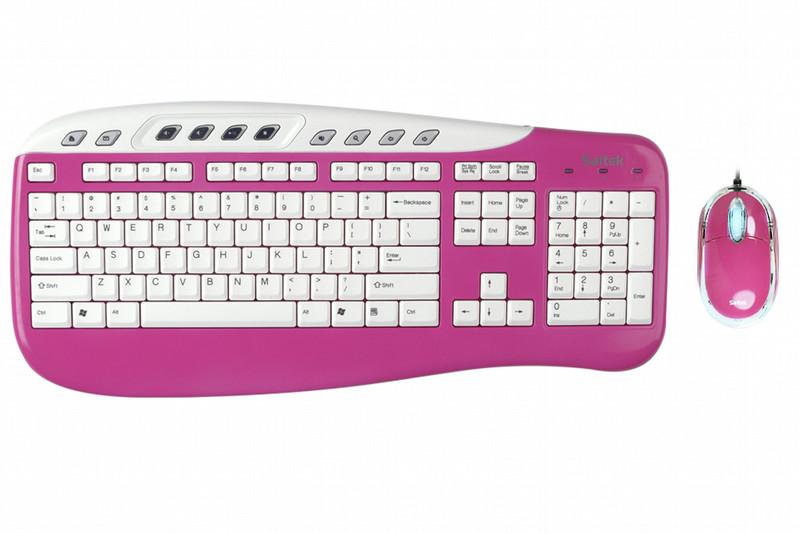 Saitek USB Keyboard & Mouse USB QWERTY Розовый клавиатура