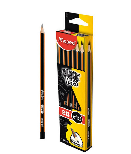 Maped Black'Peps 2B 12шт графитовый карандаш