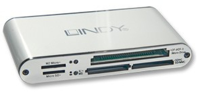 Lindy USB Hub + Card Reader Combo Cеребряный устройство для чтения карт флэш-памяти