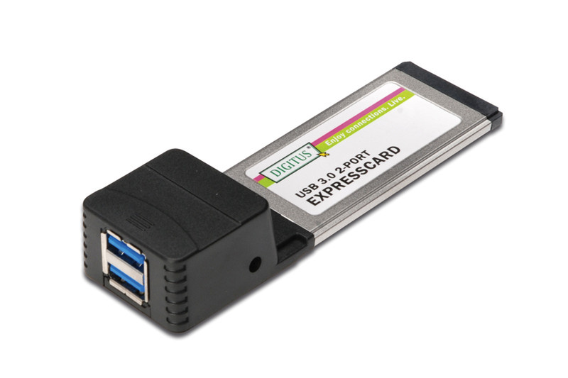 Digitus USB 3.0 ExpressCard, 2-Port USB 3.0 интерфейсная карта/адаптер