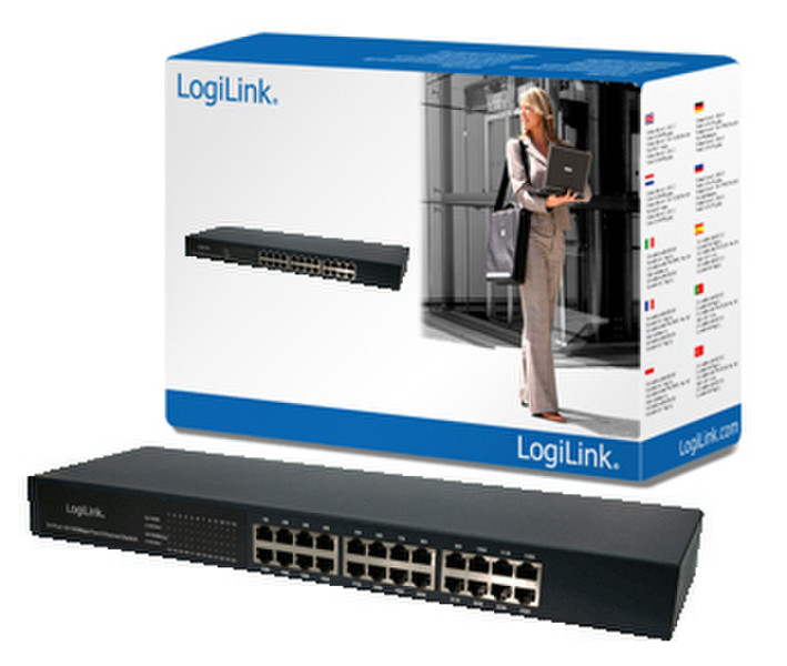 LogiLink Gigabit Switch 24-Port ungemanaged Schwarz